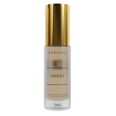 Amberkleurige parfumfles met gouden dop voor Amber Parfumolie - Karamat